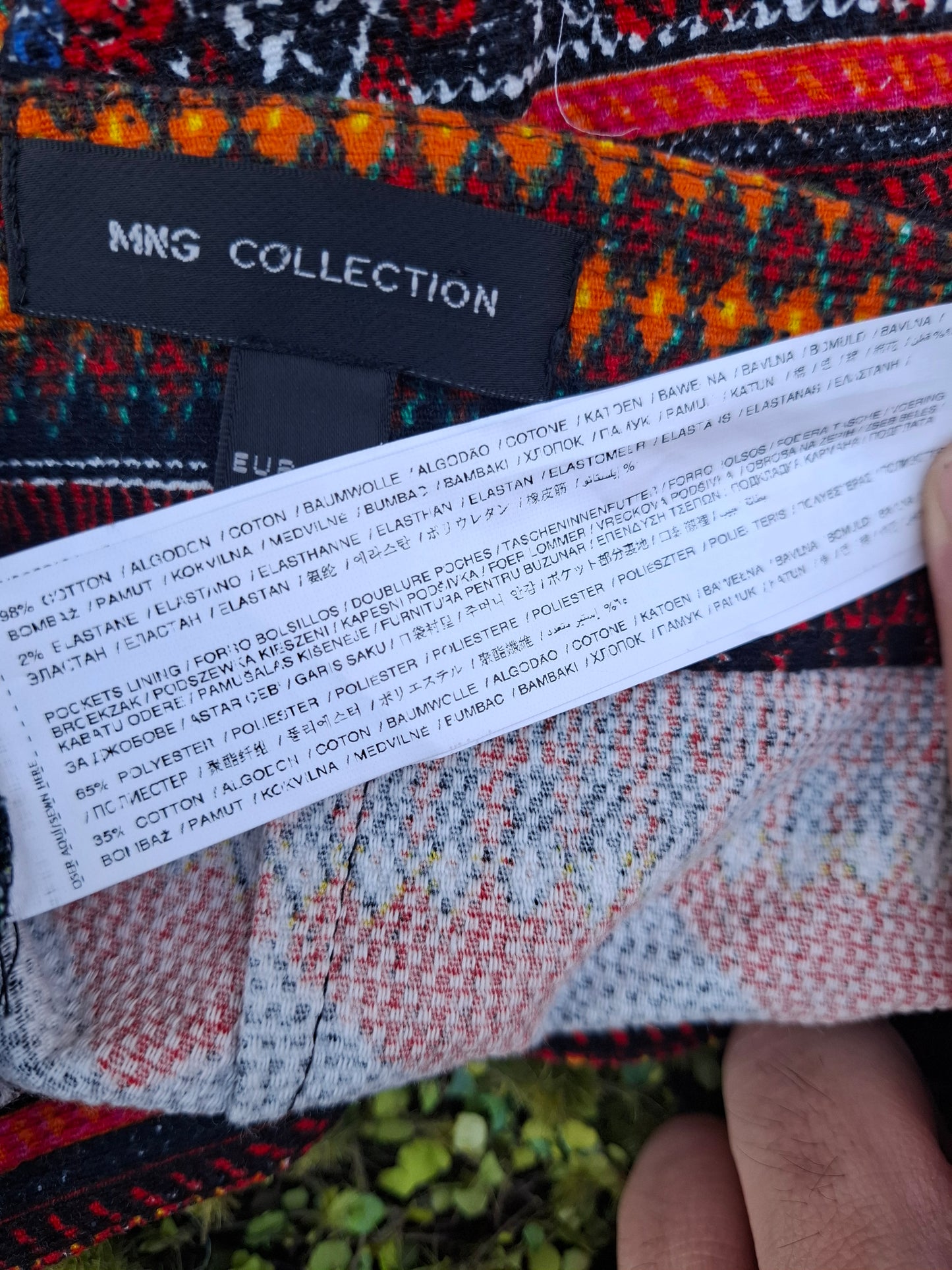 USADO – Falda mini étnica multicolor MNG Collection (Talla 38)