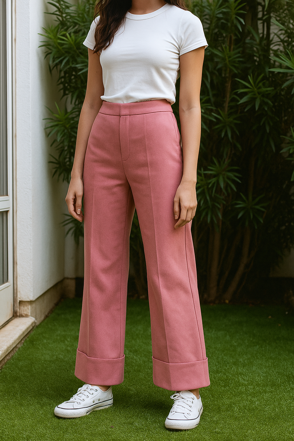 USADO – Pantalones anchos rosa empolvado de ZARA B Collection (Talla EUR S)