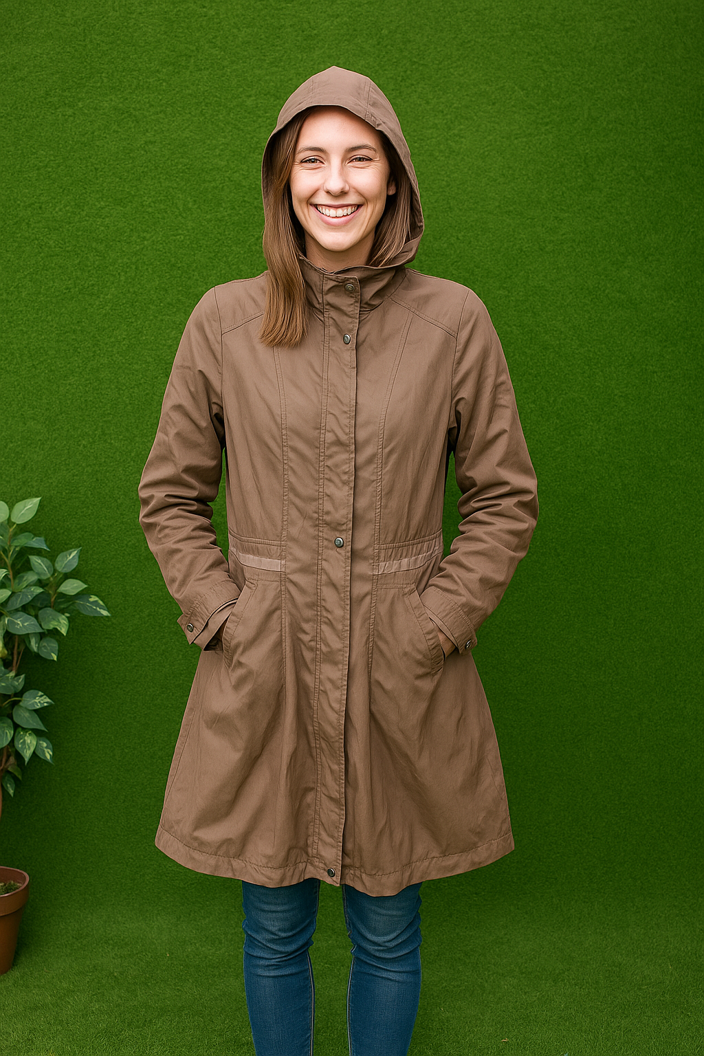 USADO – Parka marrón con capucha PROMOD (Talla no indicada, estimada M/L)