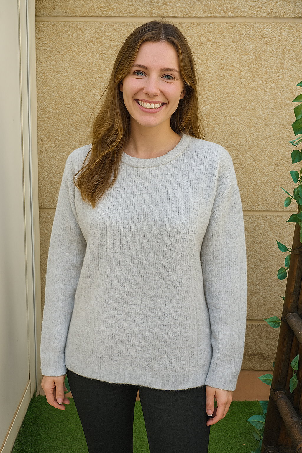USADO – Jersey gris claro de punto con mezcla de lana y alpaca GAP (Talla M)