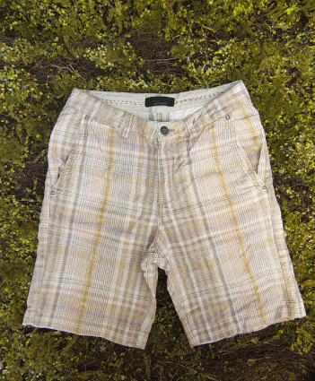 D'OCCASION – Bermuda à carreaux beige et moutarde ZARA MAN (Taille 38 EUR / environ M)