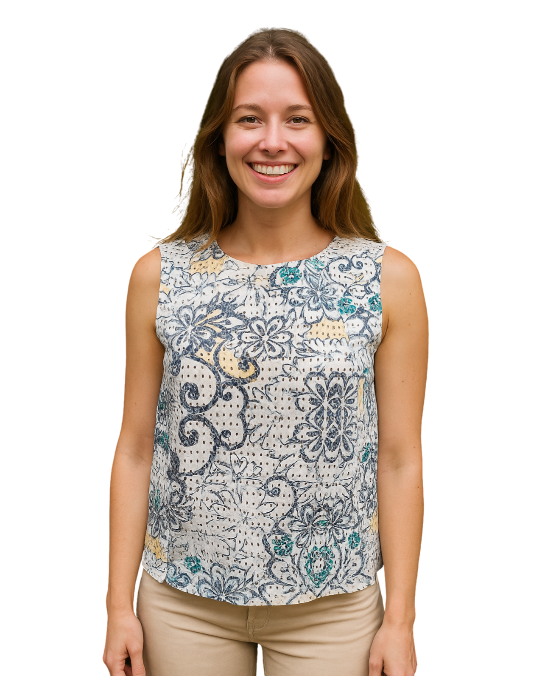 USADO – Top sin mangas bordado étnico multicolor Zara Basic (Talla EUR S)
