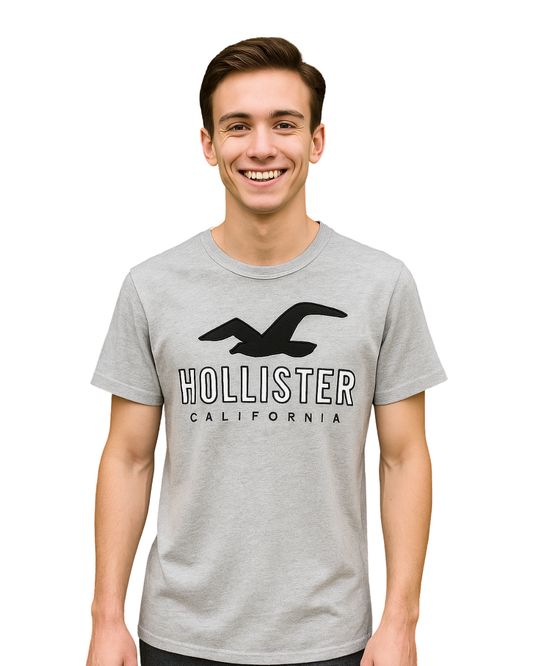 D'OCCASION â T-shirt gris avec logo HOLLISTER CALIFORNIA brodĂ© (Taille S)