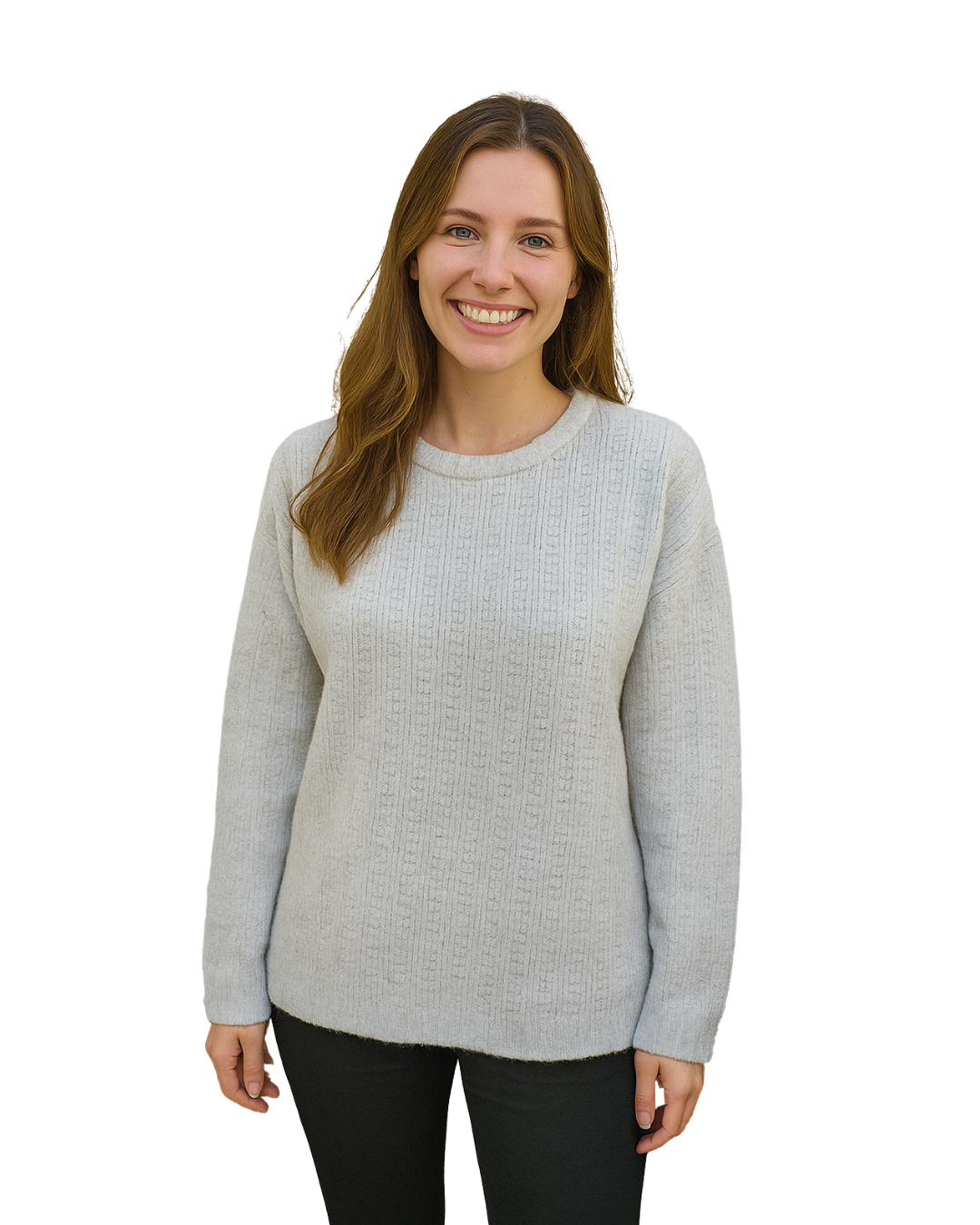 USADO – Jersey gris claro de punto con mezcla de lana y alpaca GAP (Talla M)