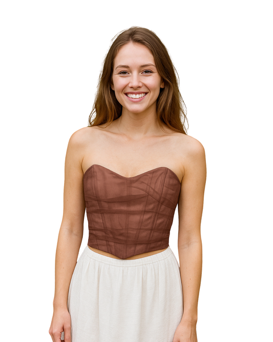 D'OCCASION - Corset à armatures marron chocolat Zara (Taille XS)