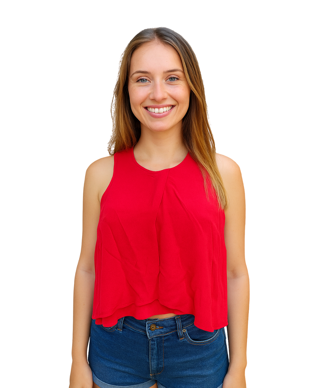 D'OCCASION – Haut rouge sans manches Bershka avec ouverture dans le dos (Taille XS)