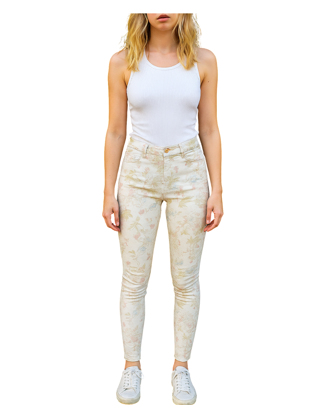 USADO – Pantalón Z1975 Denim de flores Zara Basic (Talla EUR 36)