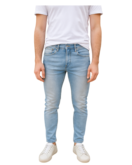 D'OCCASION – Jean skinny en denim clair Zara Man « All Seasons Tech » (Taille 38 EUR)