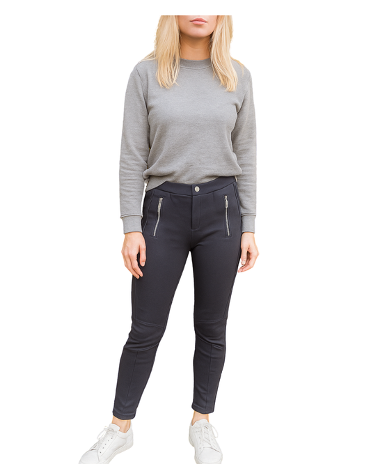 D'OCCASION – Pantalon motard extensible noir ZARA Trafaluc avec fermetures éclair (Taille EUR XS)