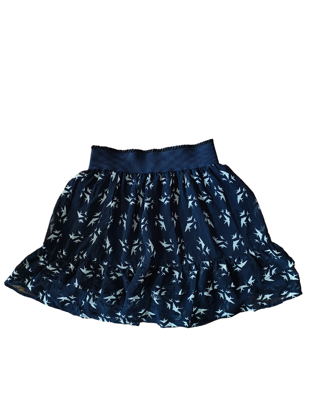 NUEVO - Falda azul con estampado de aves de Bershka (Talla S)
