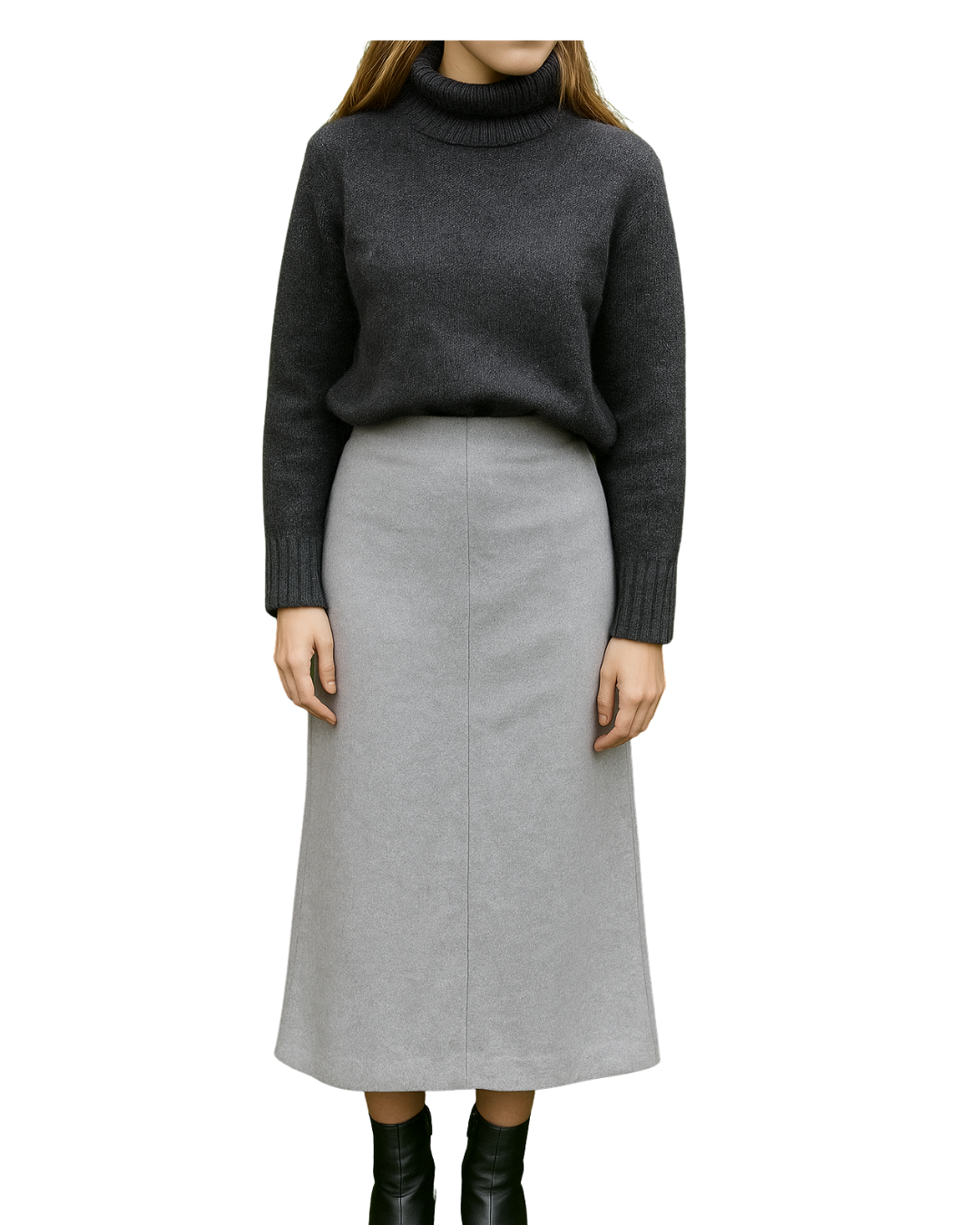 USADO – Falda larga gris de punto ajustada ZARA (Talla S)