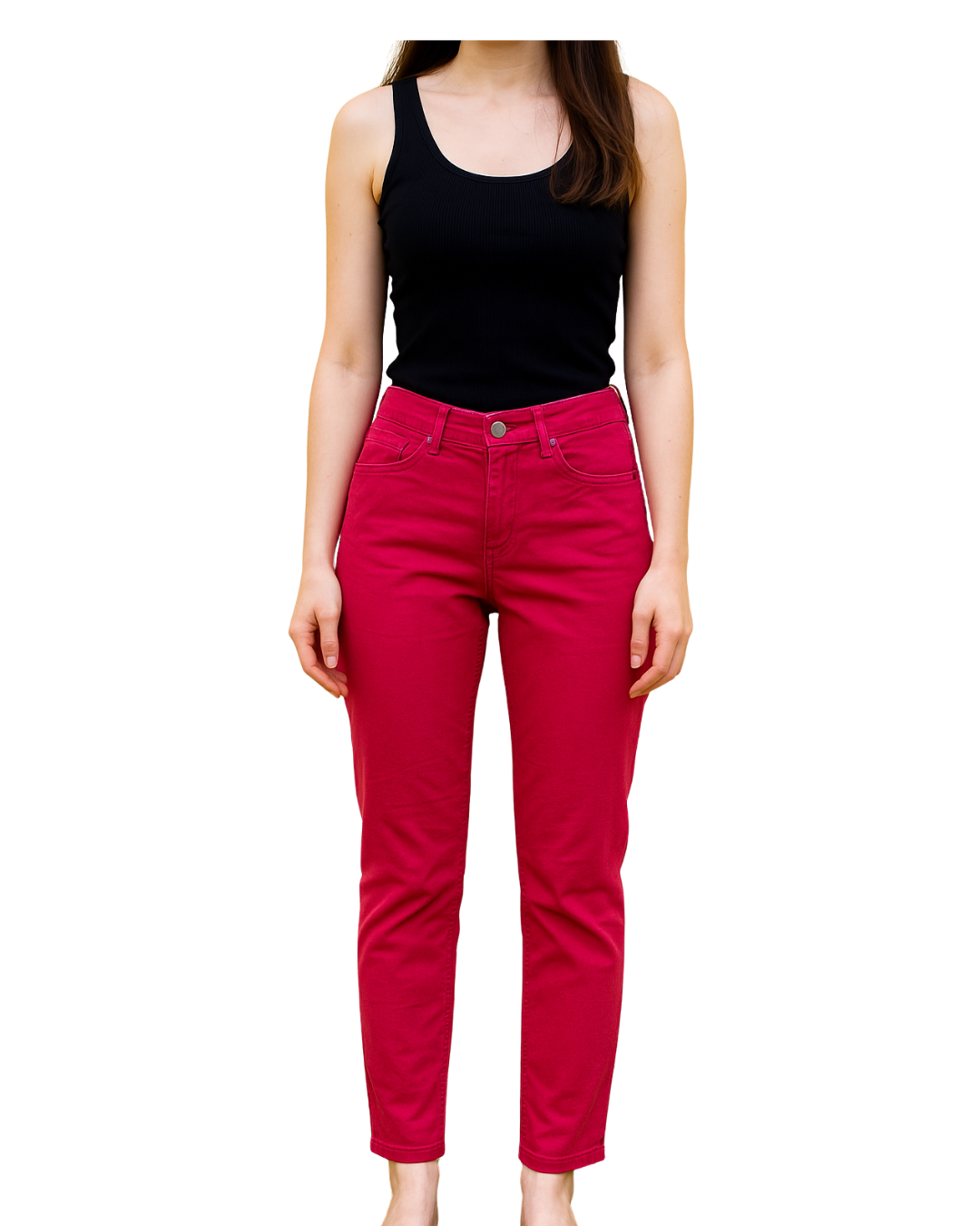 USADO – Pantalones rojos pitillo elásticos MANGO Casual (Talla 40)