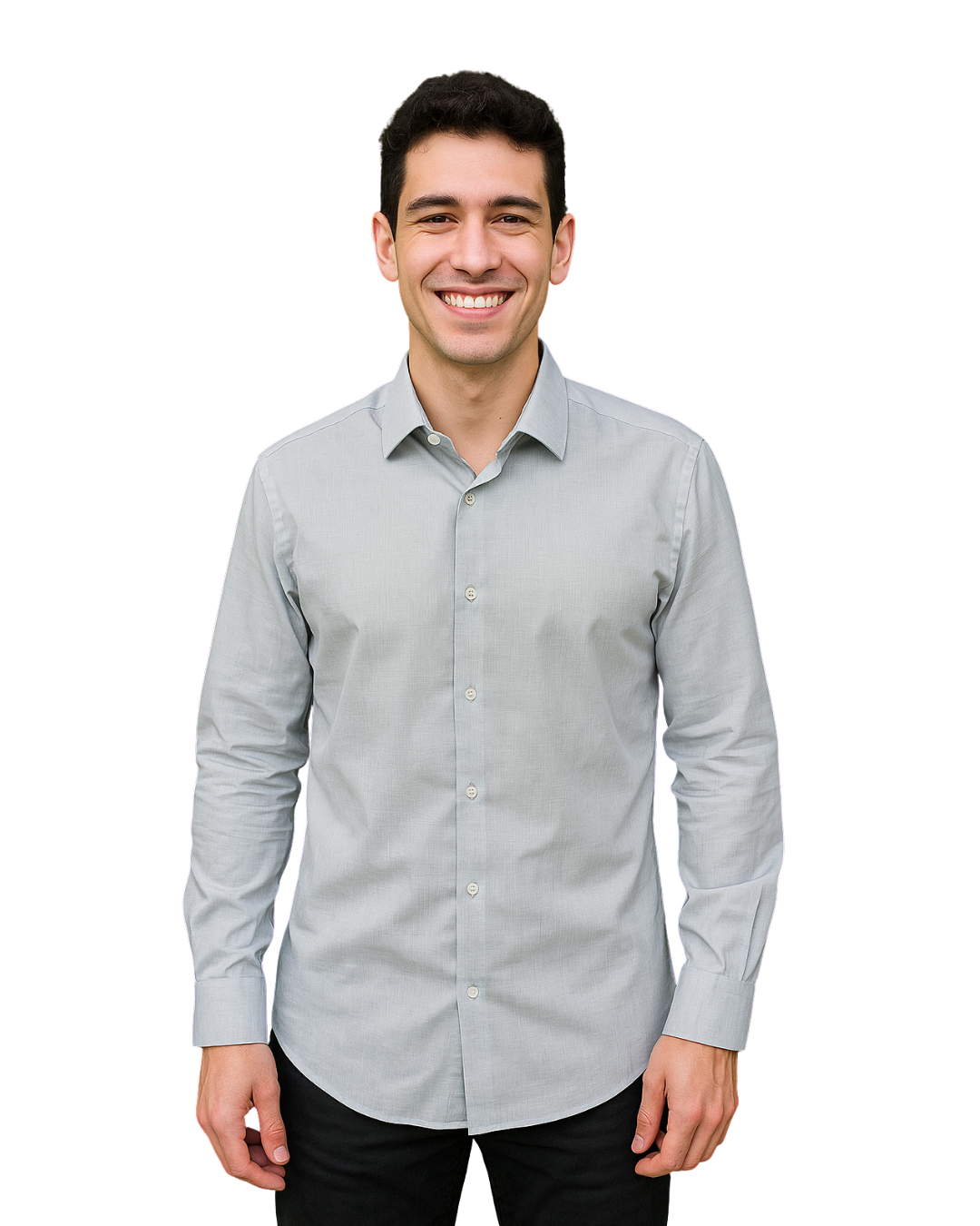USADO – Camisa gris de manga larga Slim Fit PRIMARK (Talla S)