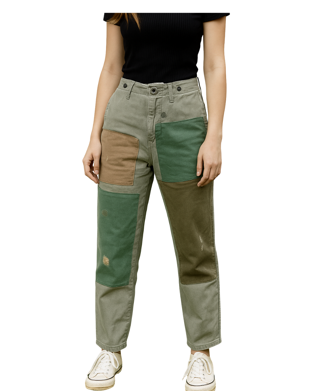USADO – Pantalones parcheados estilo militar Zara Woman Premium Denim (Talla 36)