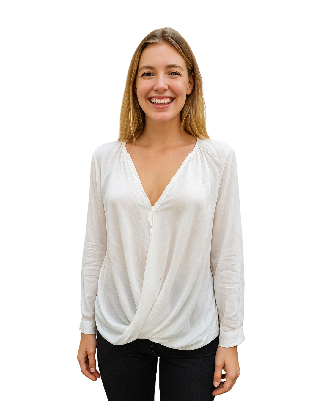 USADO – Blusa cruzada blanca ZARA WOMAN (Talla XS)