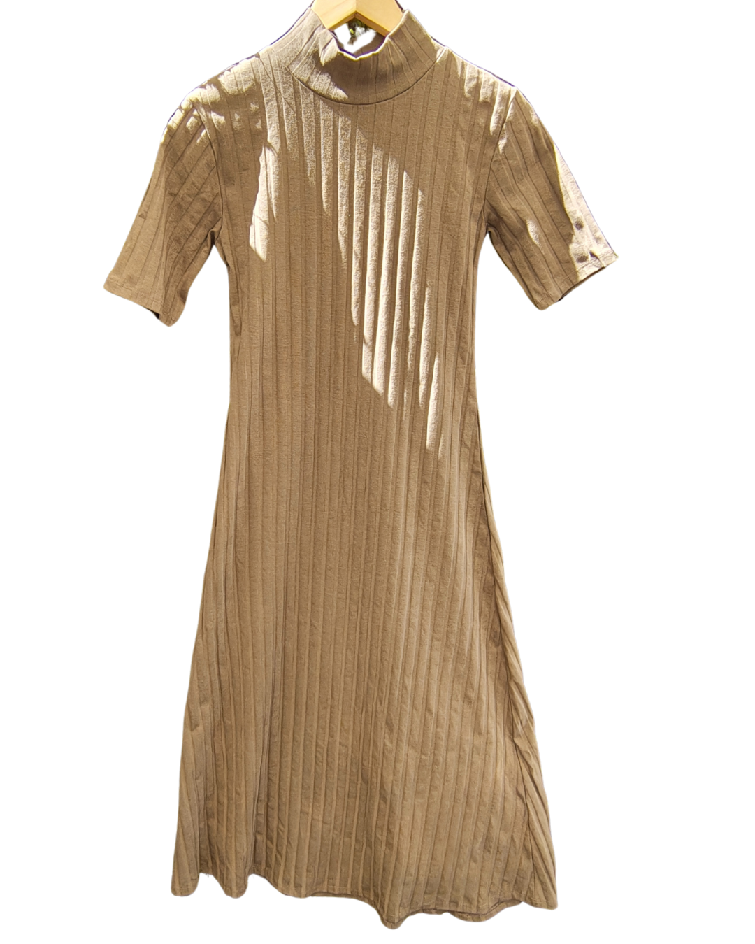 NUEVO– Vestido canalé marrón de ZARA (Talla EUR S)