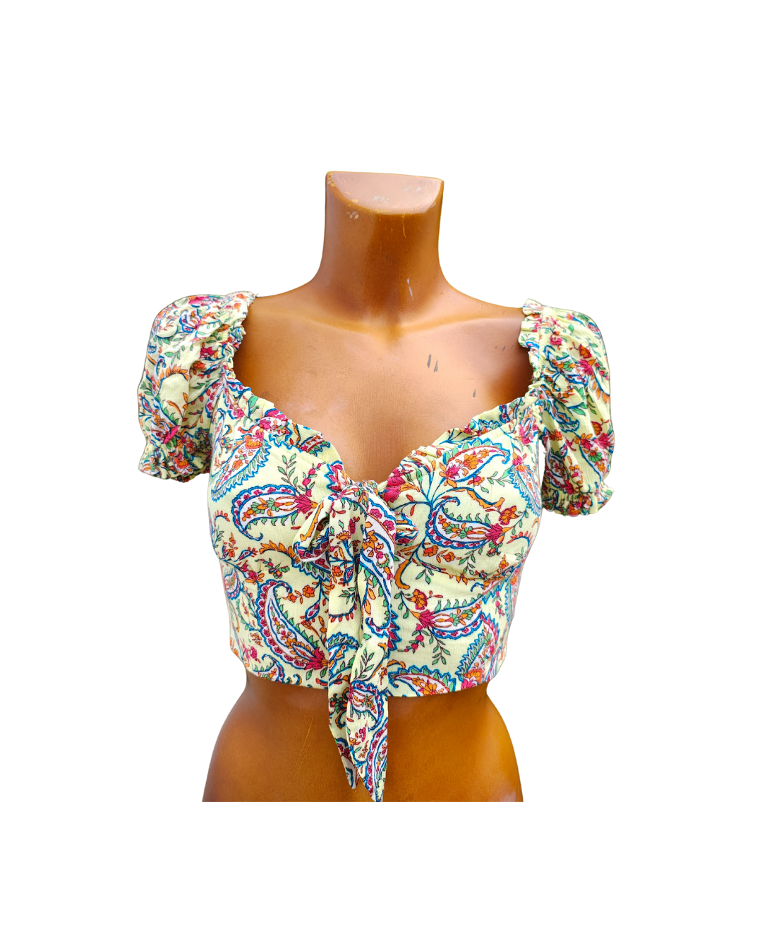 NUEVO - Top de escote anudado estampado paisley Bershka (Talla S)
