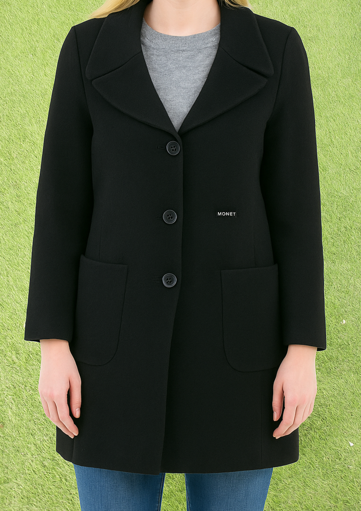 USADO – Abrigo negro clásico de paño Motto Mujer (Talla 42 EUR)