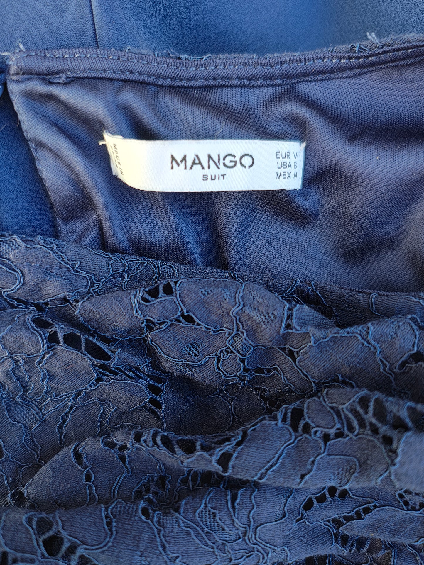 D'OCCASION - Robe en dentelle bleue Mango Suit (Taille M)