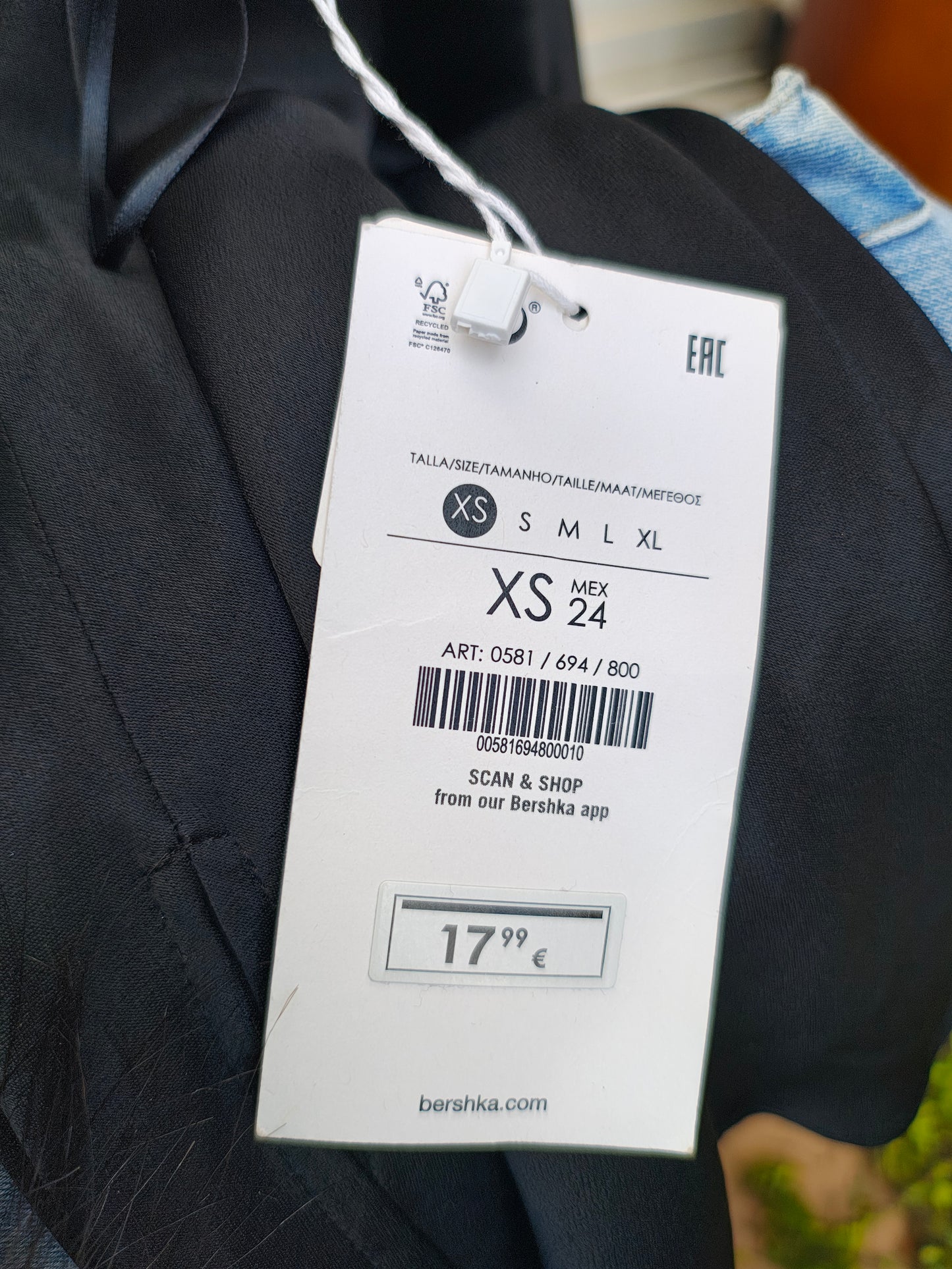 NUEVO - Vestido negro lencero Bershka (Talla XS)