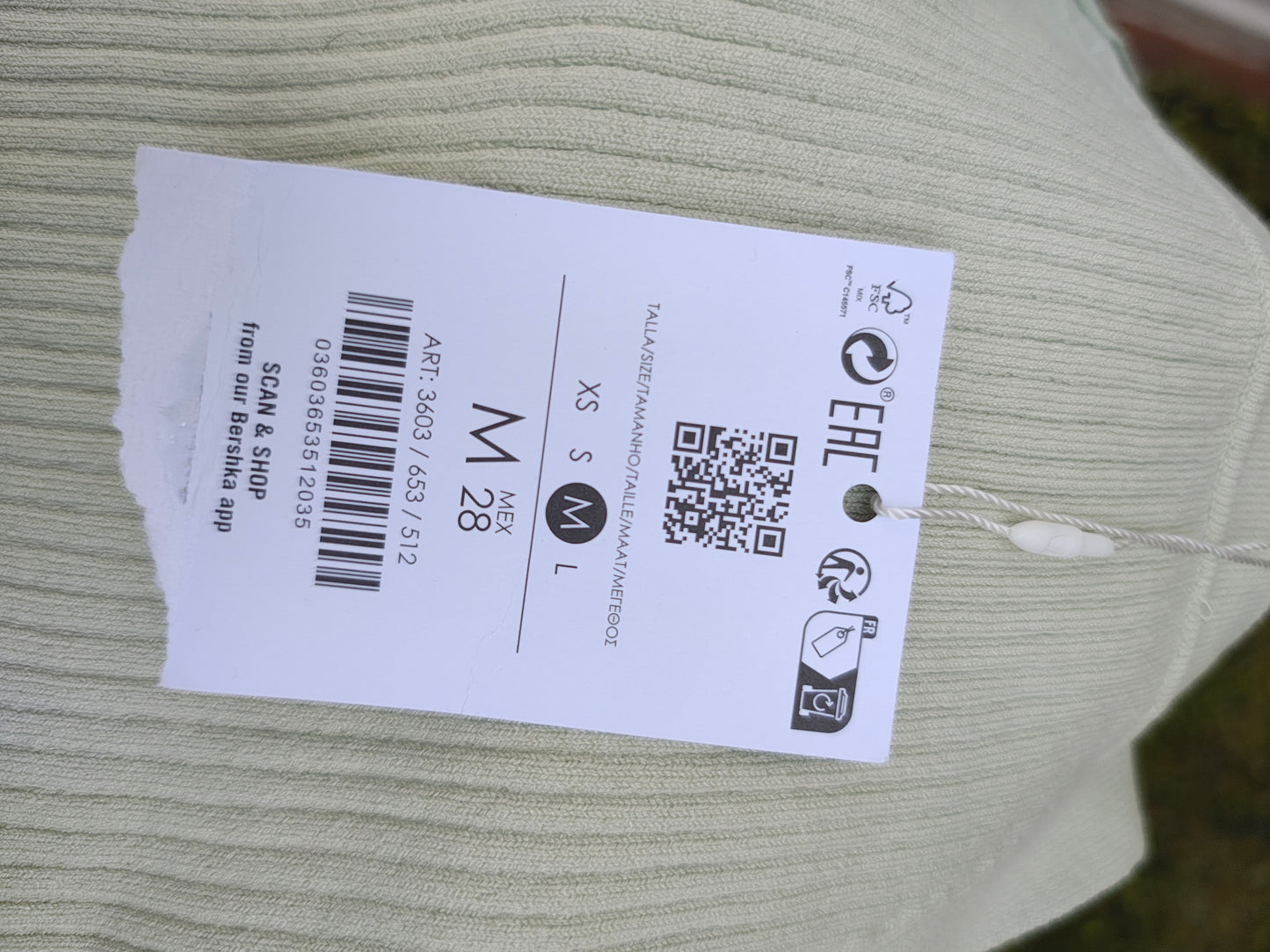 NOUVEAU - Haut côtelé vert menthe Bershka (Taille M)