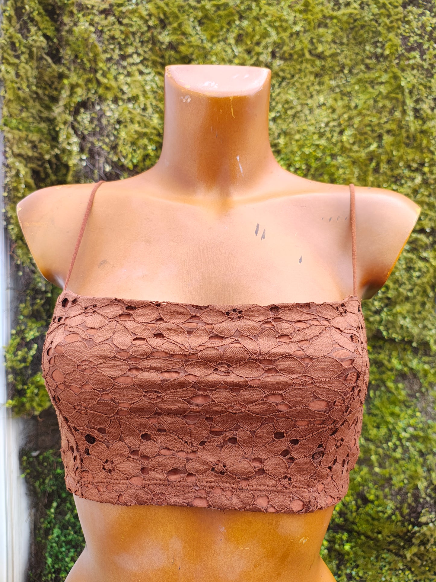 NUEVO - Top bandeau calado color teja Stradivarius (Talla M)