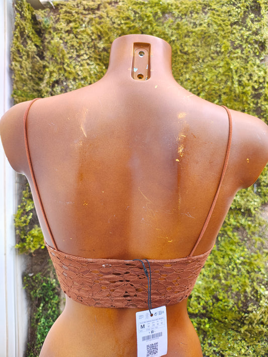 NOUVEAU - Haut bandeau ajouré couleur carrelage Stradivarius (Taille M)
