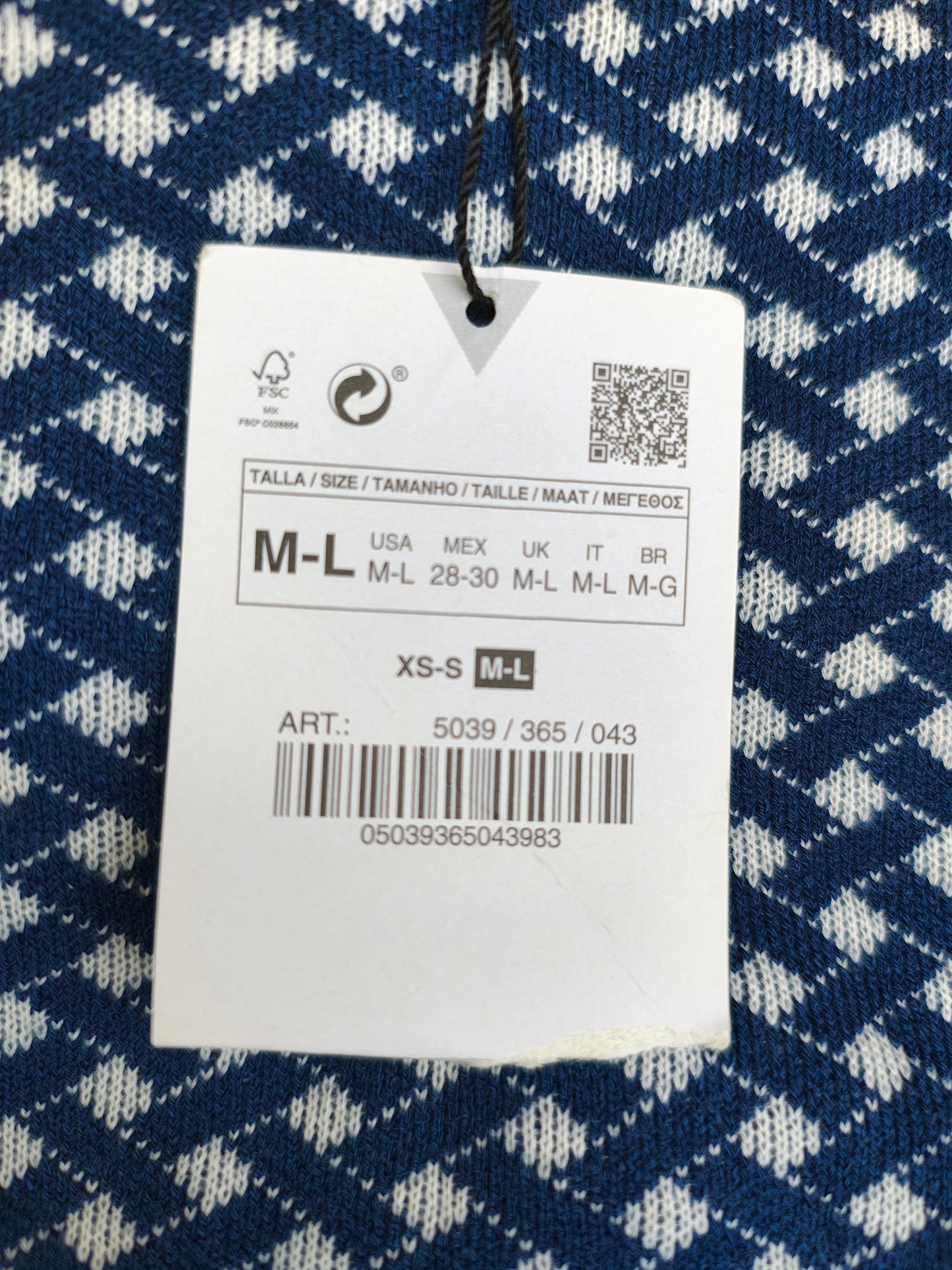 NOUVEAU - Jupe bleue à imprimé géométrique Zara (Taille ML)