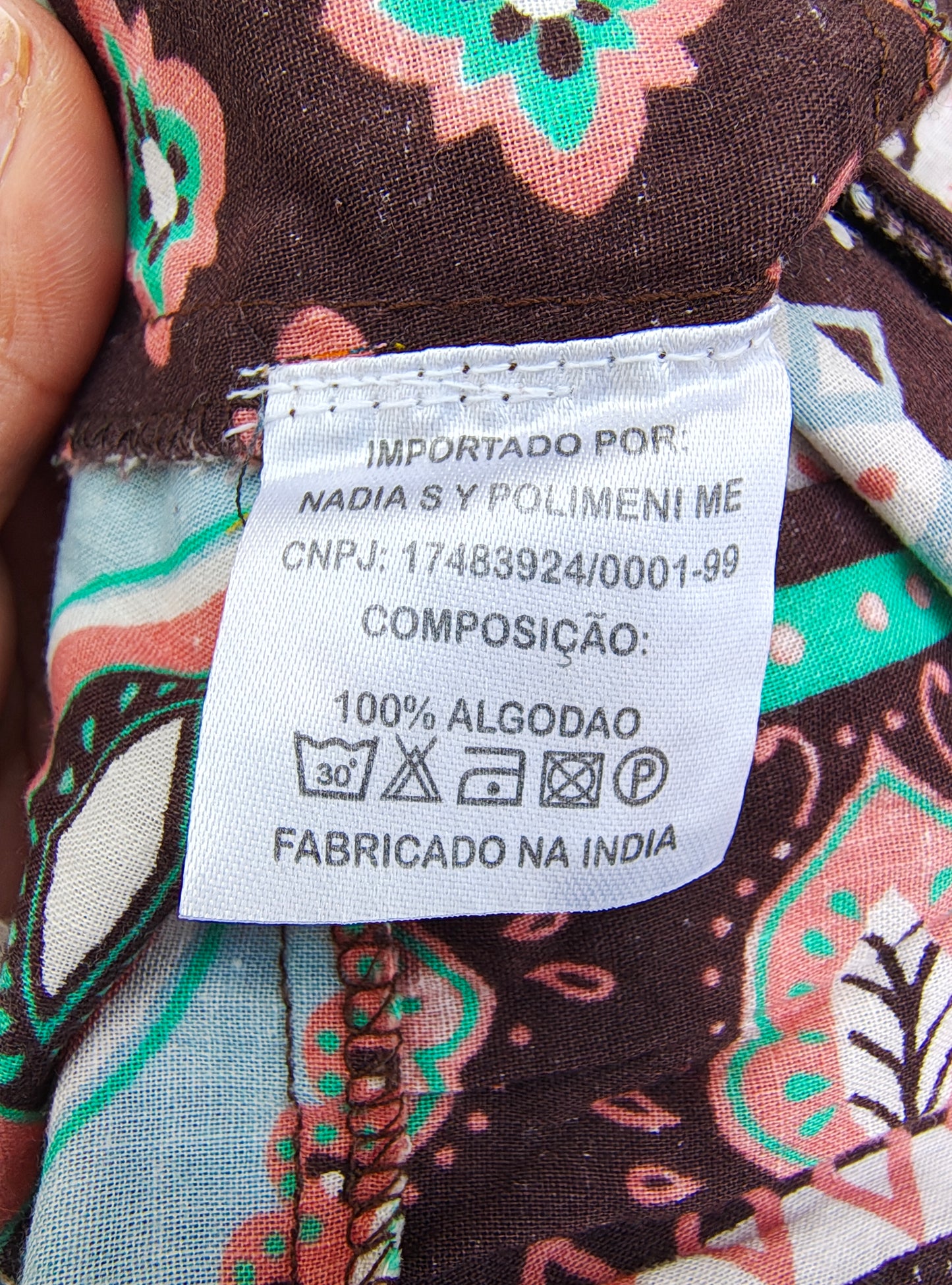 USADO-Vestido boho marrón con estampado floral multicolor (Talla M)