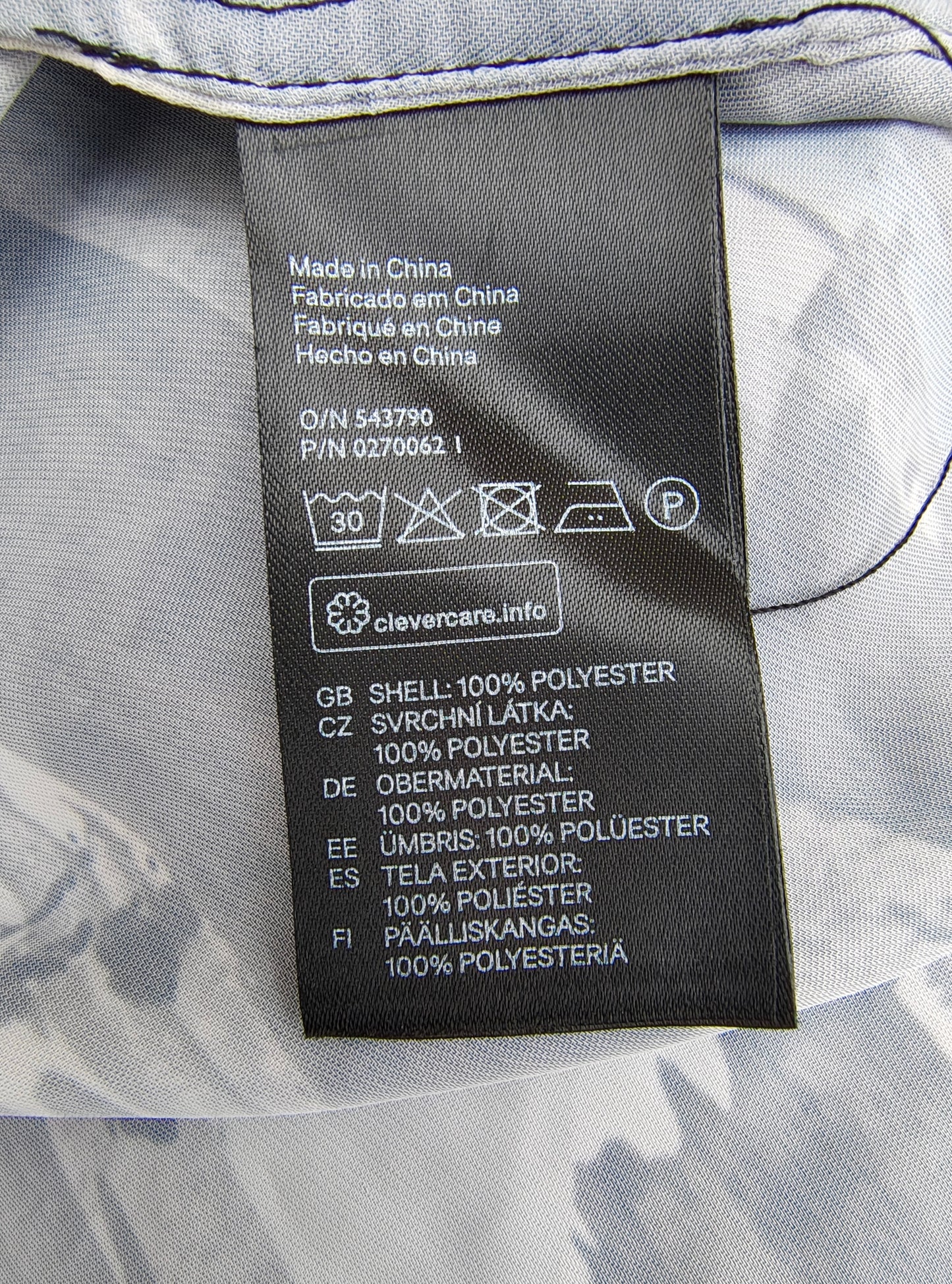 D'OCCASION - Chemisier imprimé abstrait en blanc, noir et gris avec fermeture éclair sur le devant par hym (Taille EUR 34)