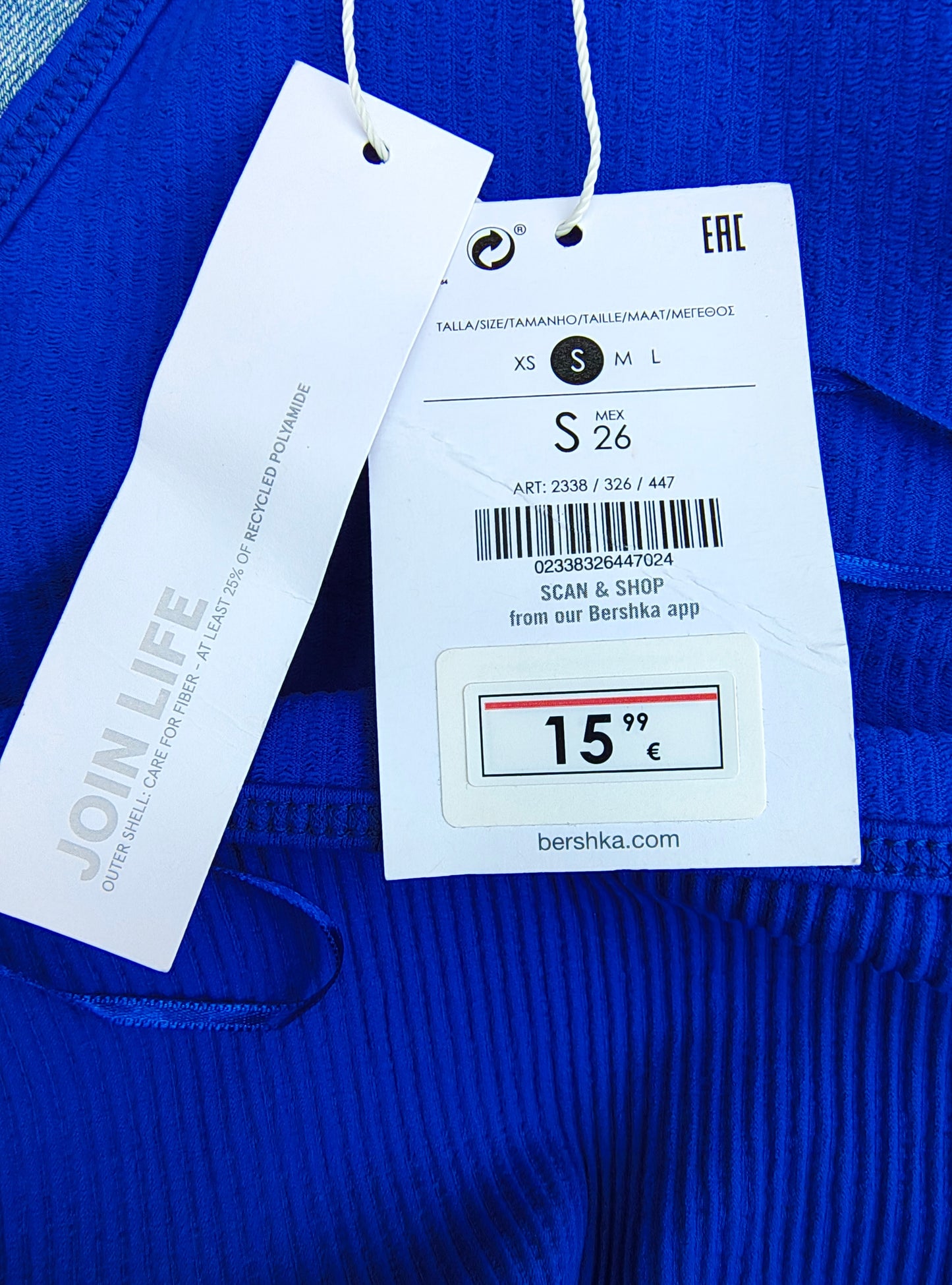NOUVEAU - Crop top bleu électrique à encolure Bardot Bershka (Taille S)