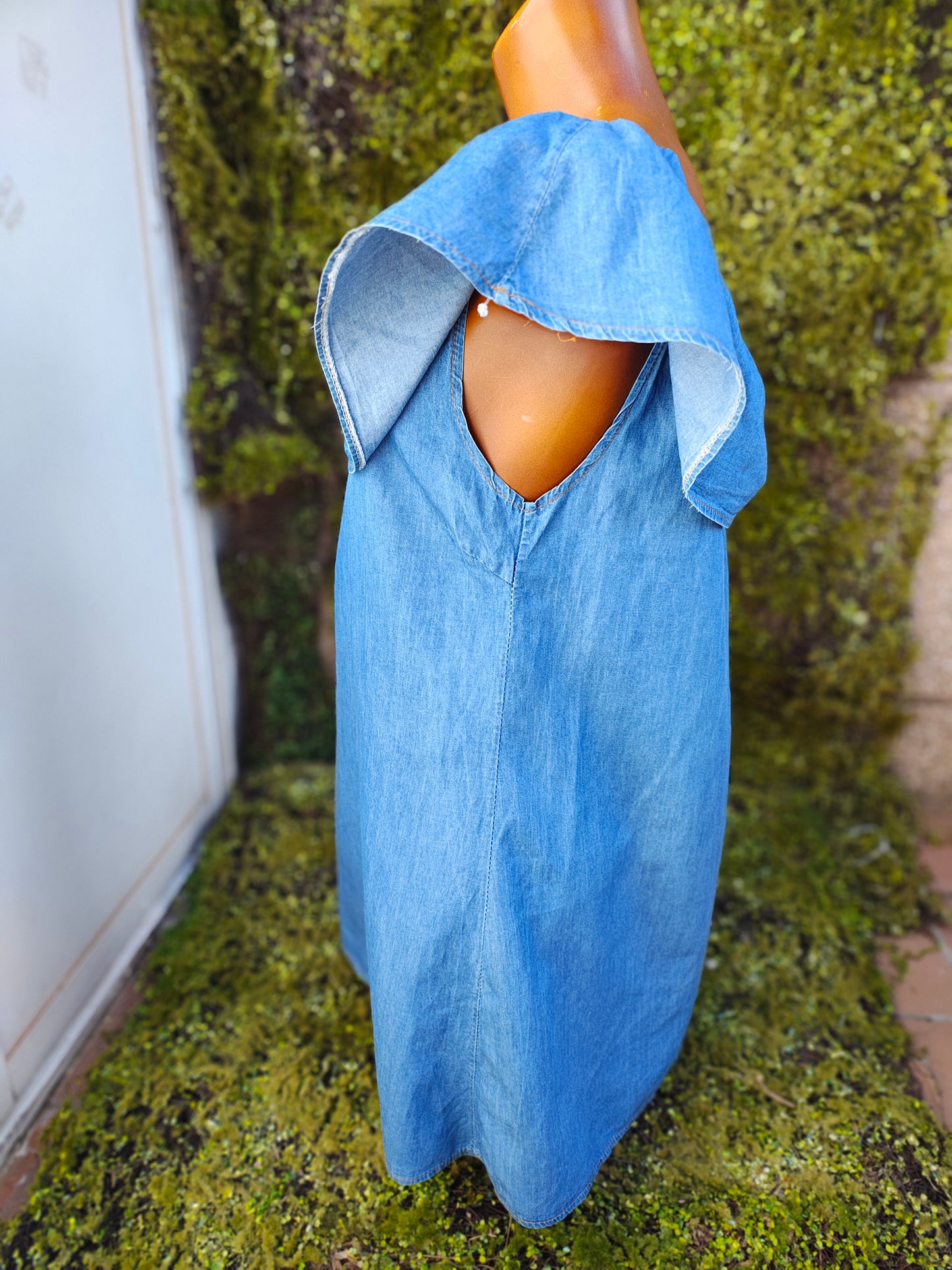 D'OCCASION - Robe en jean à volants - Sans marque (Taille M)