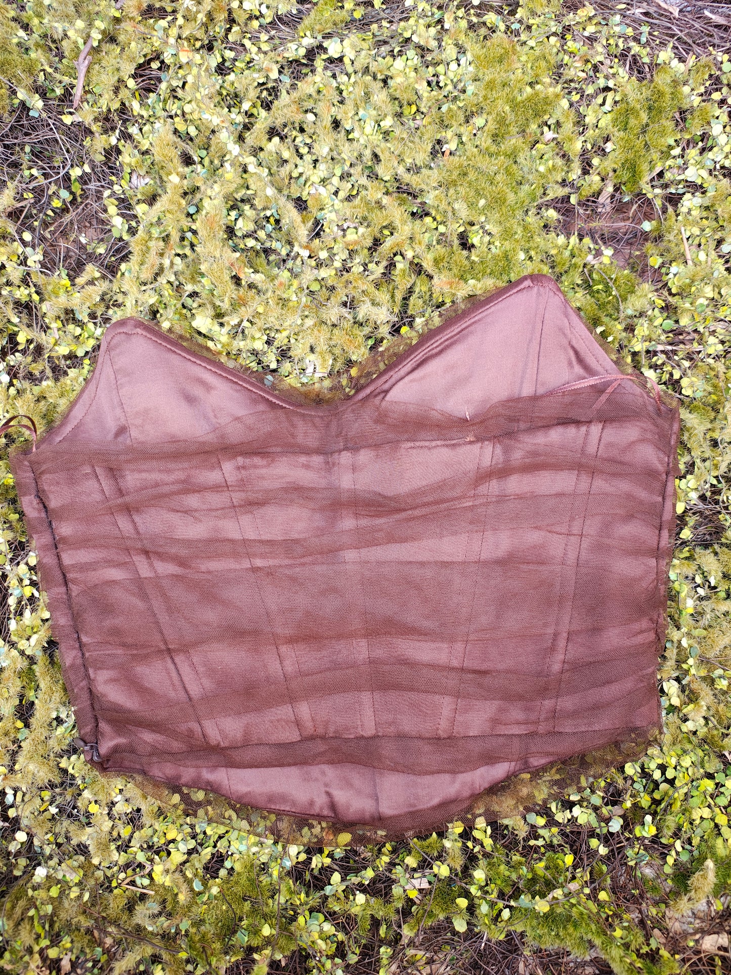 USADO - Corset marrón chocolate con varillas Zara (Talla XS)