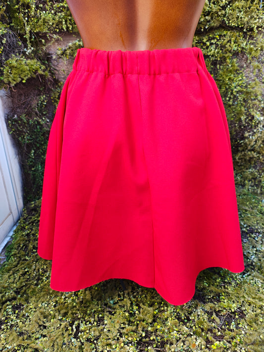 D'OCCASION - Jupe évasée rouge basique Zara avec fermetures éclair (Taille M)