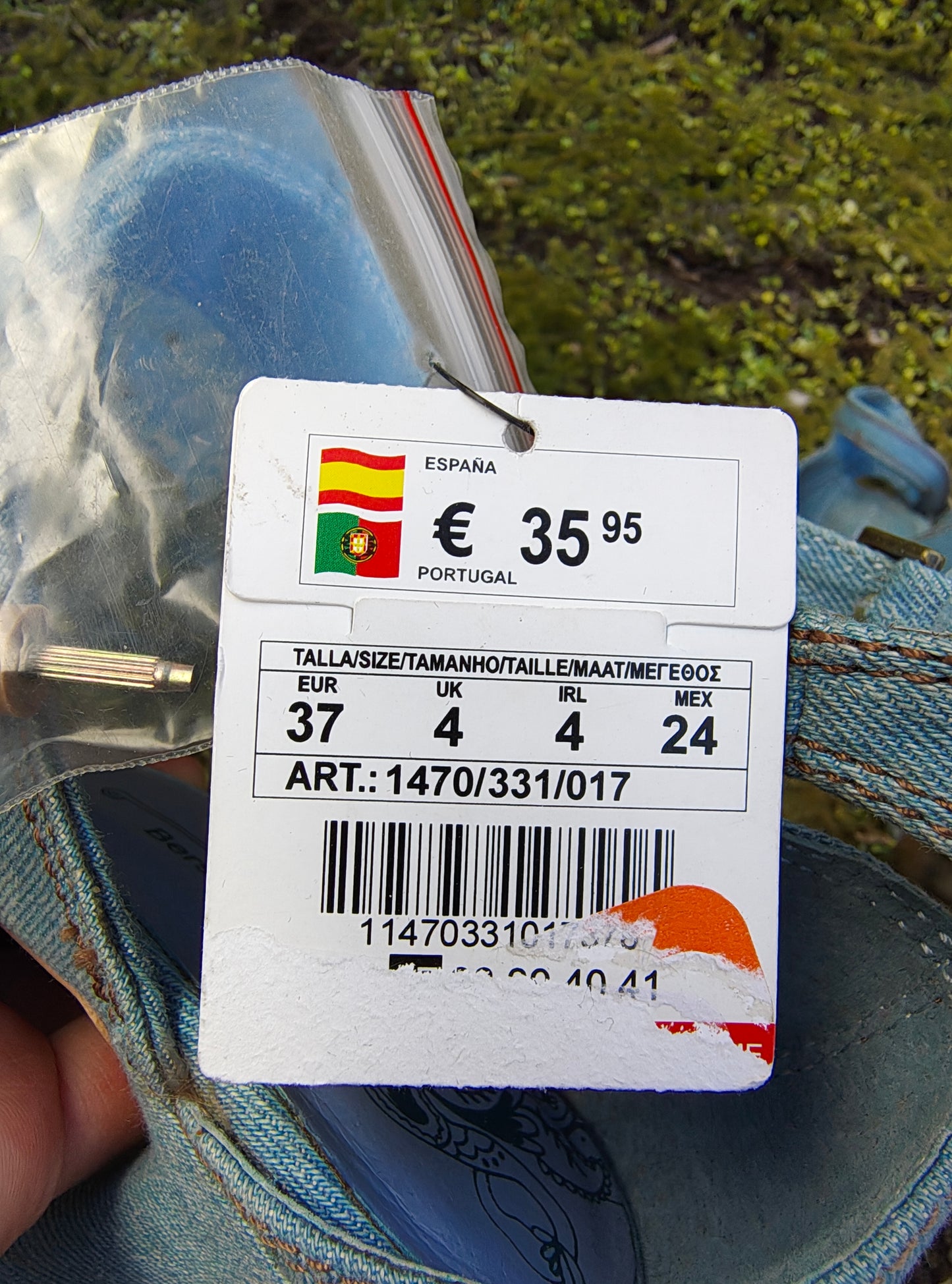 NUEVO- Zapatos de tacón vaqueros Bershka con doble pulsera al tobillo (Talla 37)