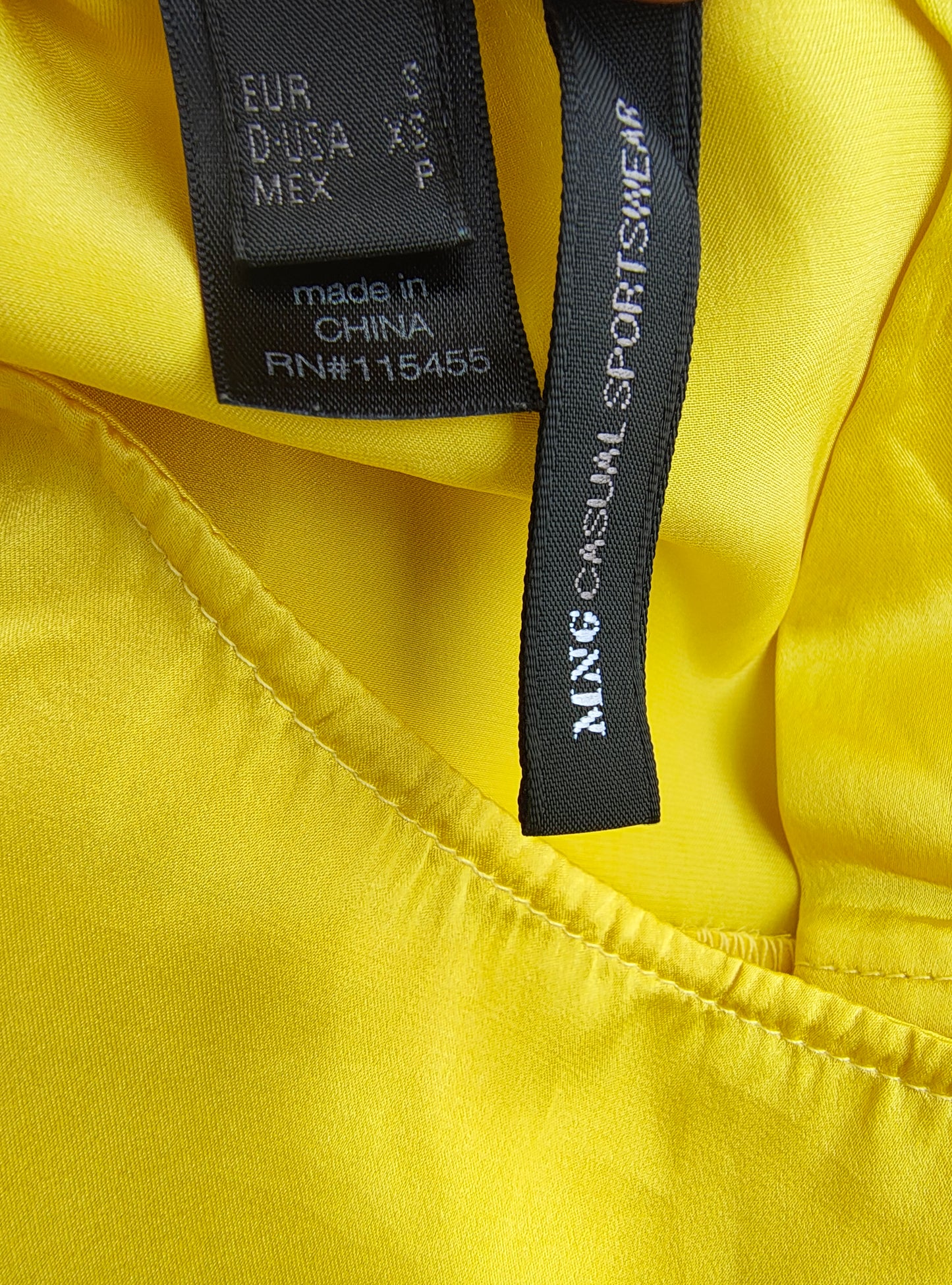 D'OCCASION - Chemisier en soie jaune MNG (Taille S)