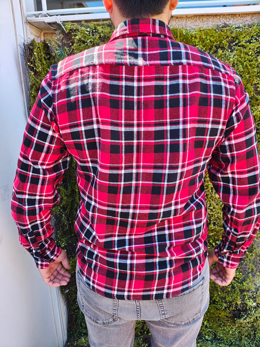 D'OCCASION - Chemise Ă  carreaux rouges et noirs Primark (Taille M)