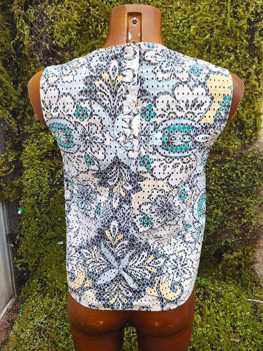 D'OCCASION – Haut sans manches brodé ethnique multicolore Zara Basic (taille S)