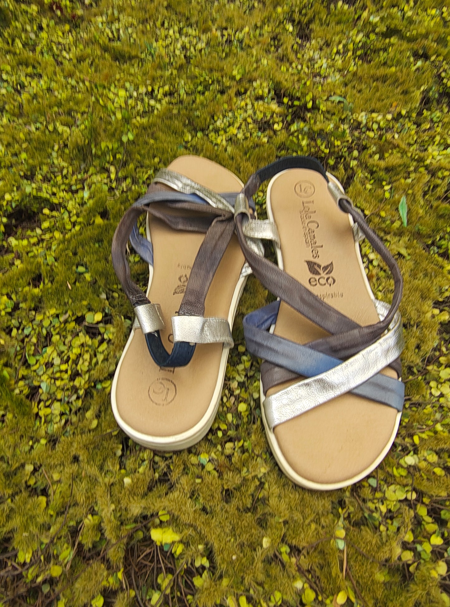 USADO – Sandalias ecológicas multicolor de lola canales (Talla EUR 37)