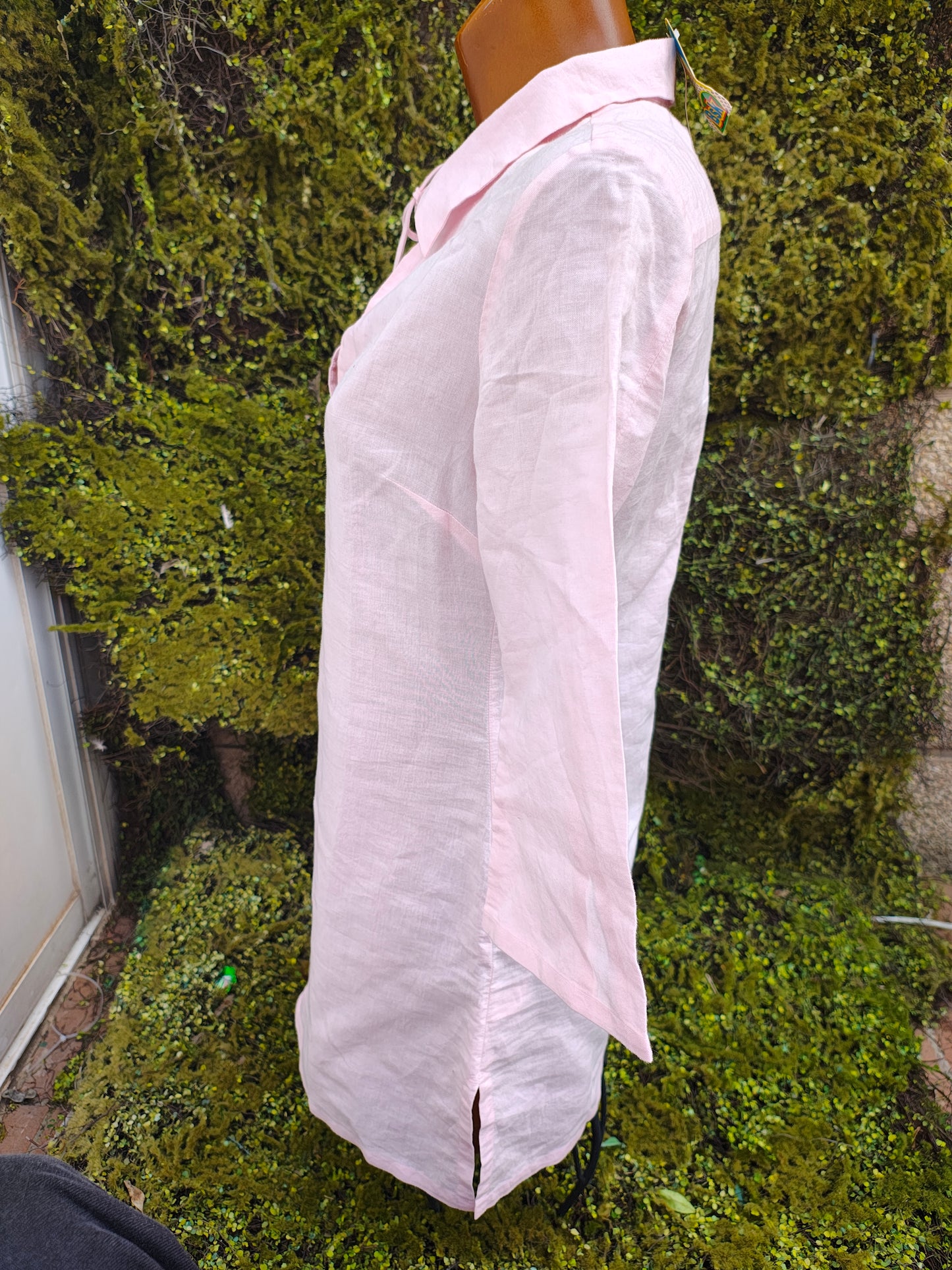 NEUF AVEC ÉTIQUETTE – Chemise longue en lin rose pastel BSK (taille M)