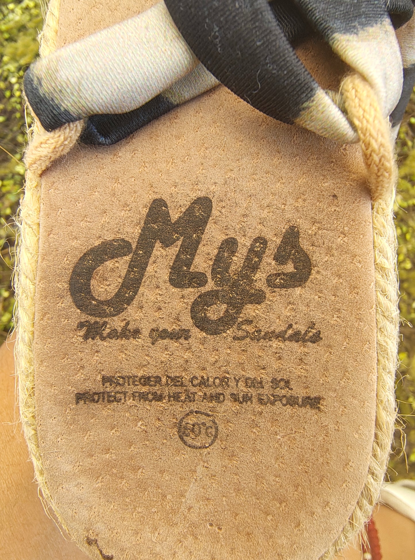 USADO – Sandalias de cuña con tiras estampadas y hebilla MY'S (Talla 39)