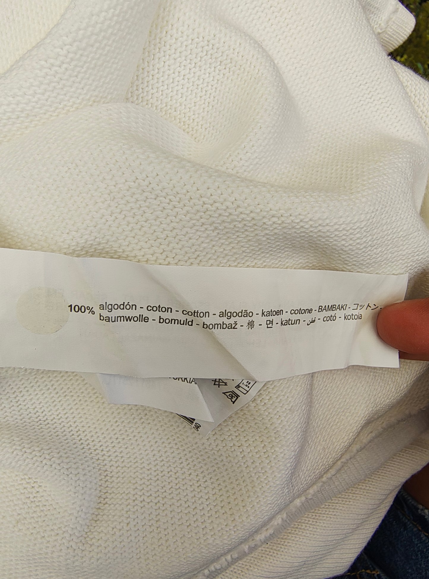D'OCCASION – Top blanc à col côtelé bicolore de ZARA (Taille EUR L)