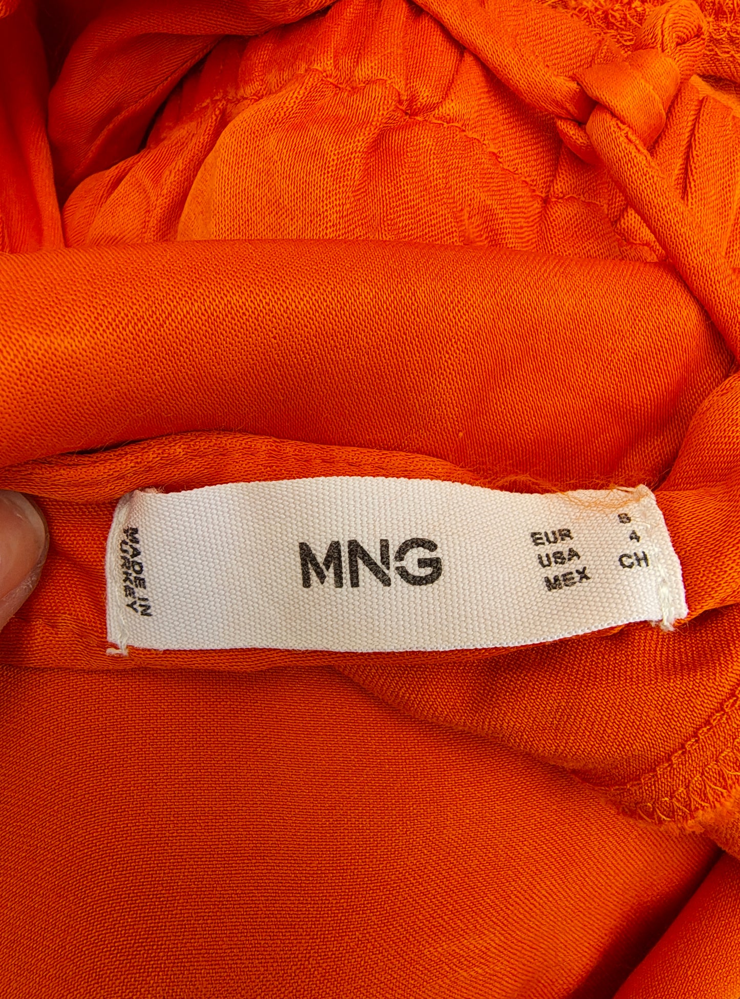D'OCCASION – Chemisier portefeuille orange à manches longues MNG (taille S)