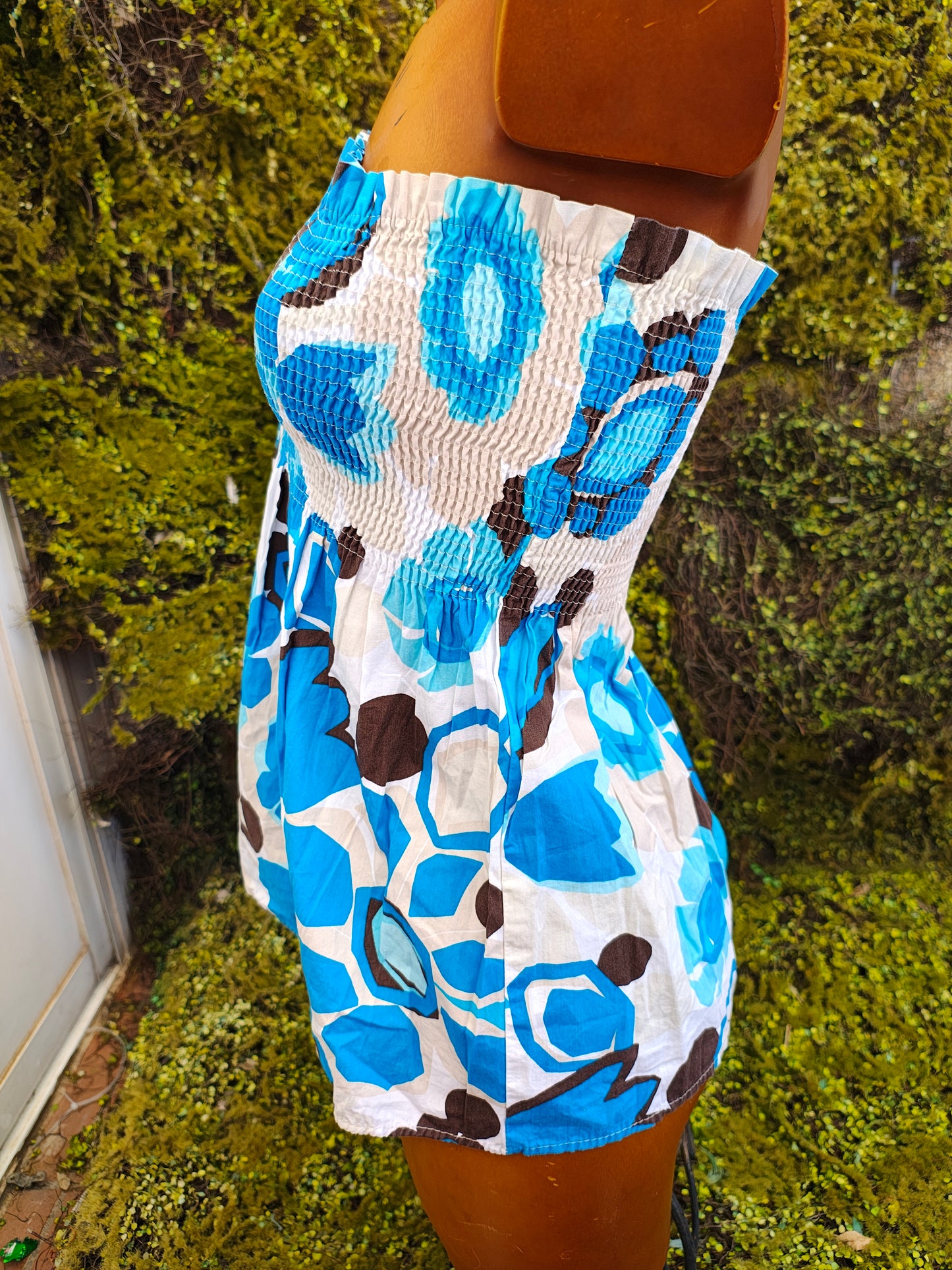 D'OCCASION – Haut bustier bleu à imprimé floral Zara Basic (taille M)