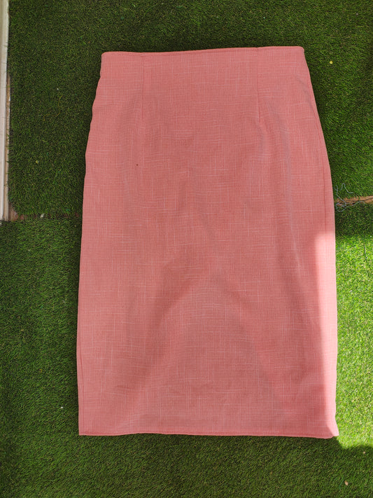 D'OCCASION – Jupe crayon portefeuille boutonnée corail VALENTINA (Taille 40)