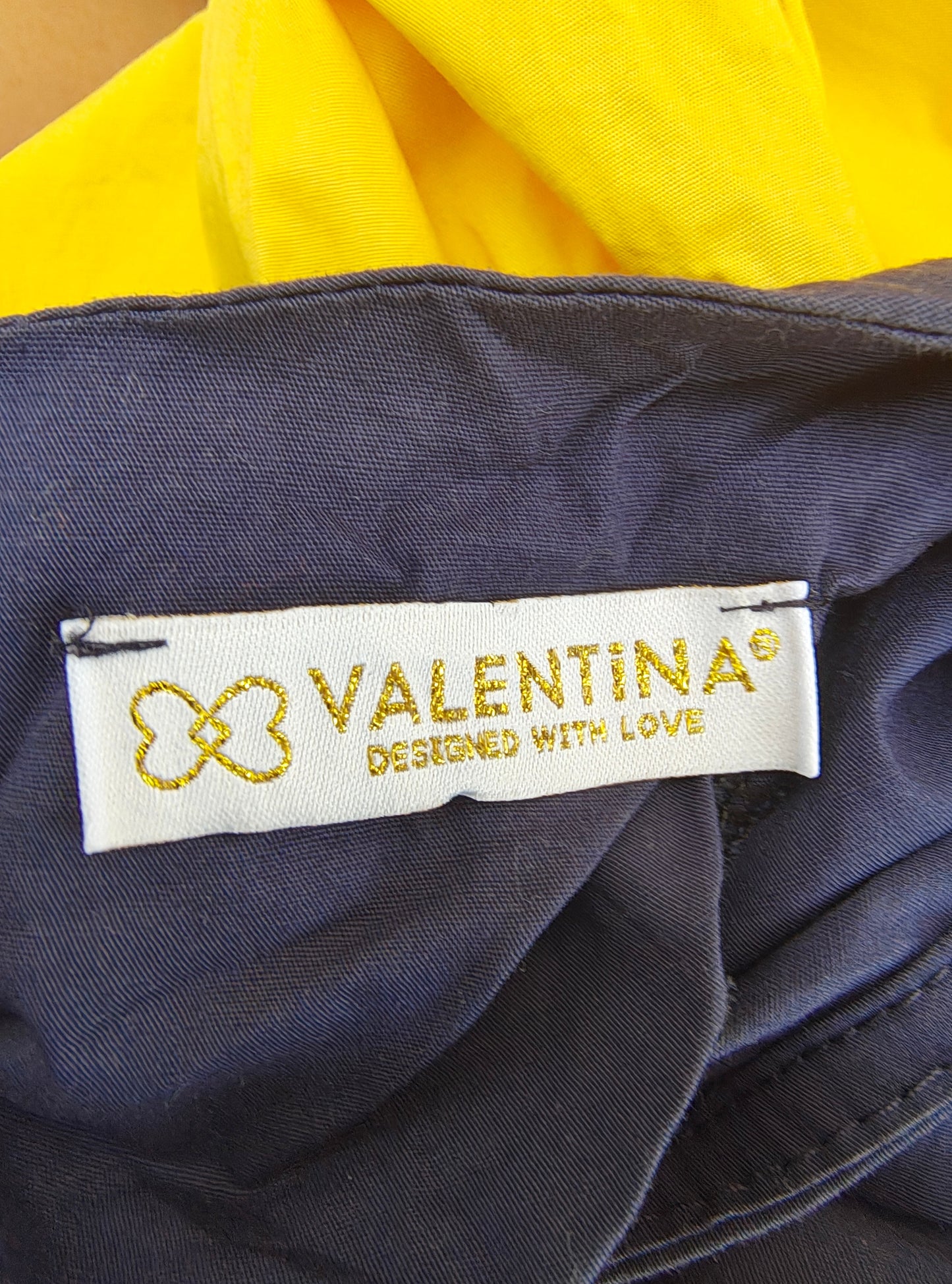 D'OCCASION – Robe tricolore bleue, jaune et noire VALENTINA (Taille XS)