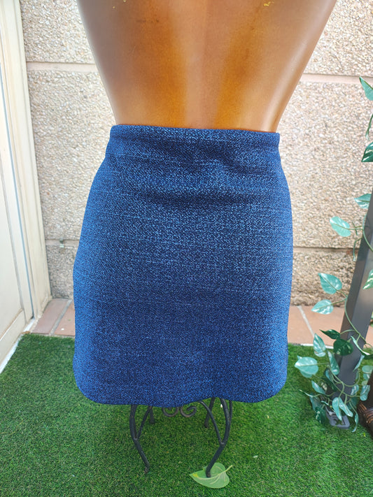 D'OCCASION – Jupe froncée pailletée bleue Zara Trafaluc (taille S)