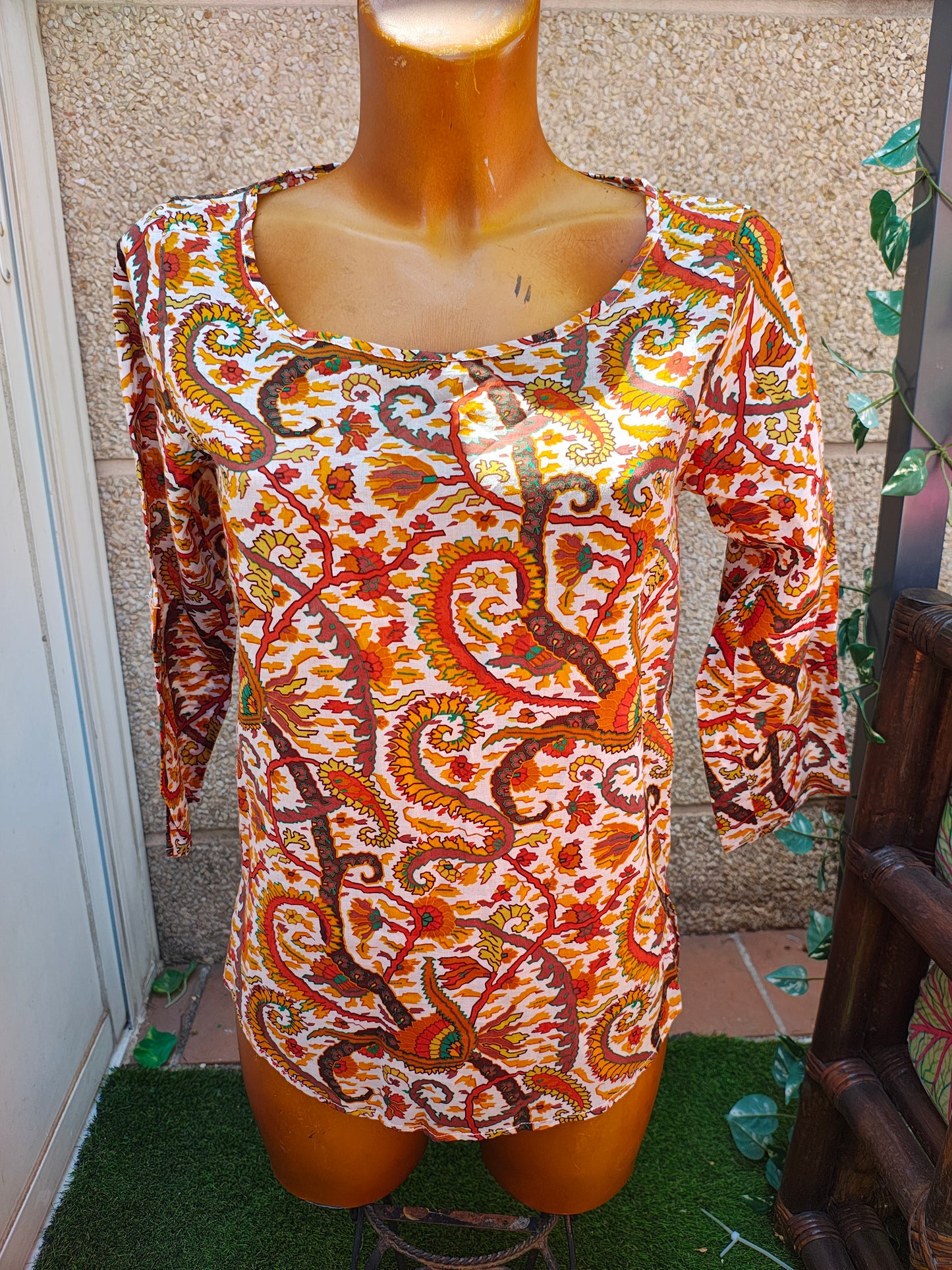 D'OCCASION – Chemisier imprimé multicolore ZARA BASIC (Taille XS)