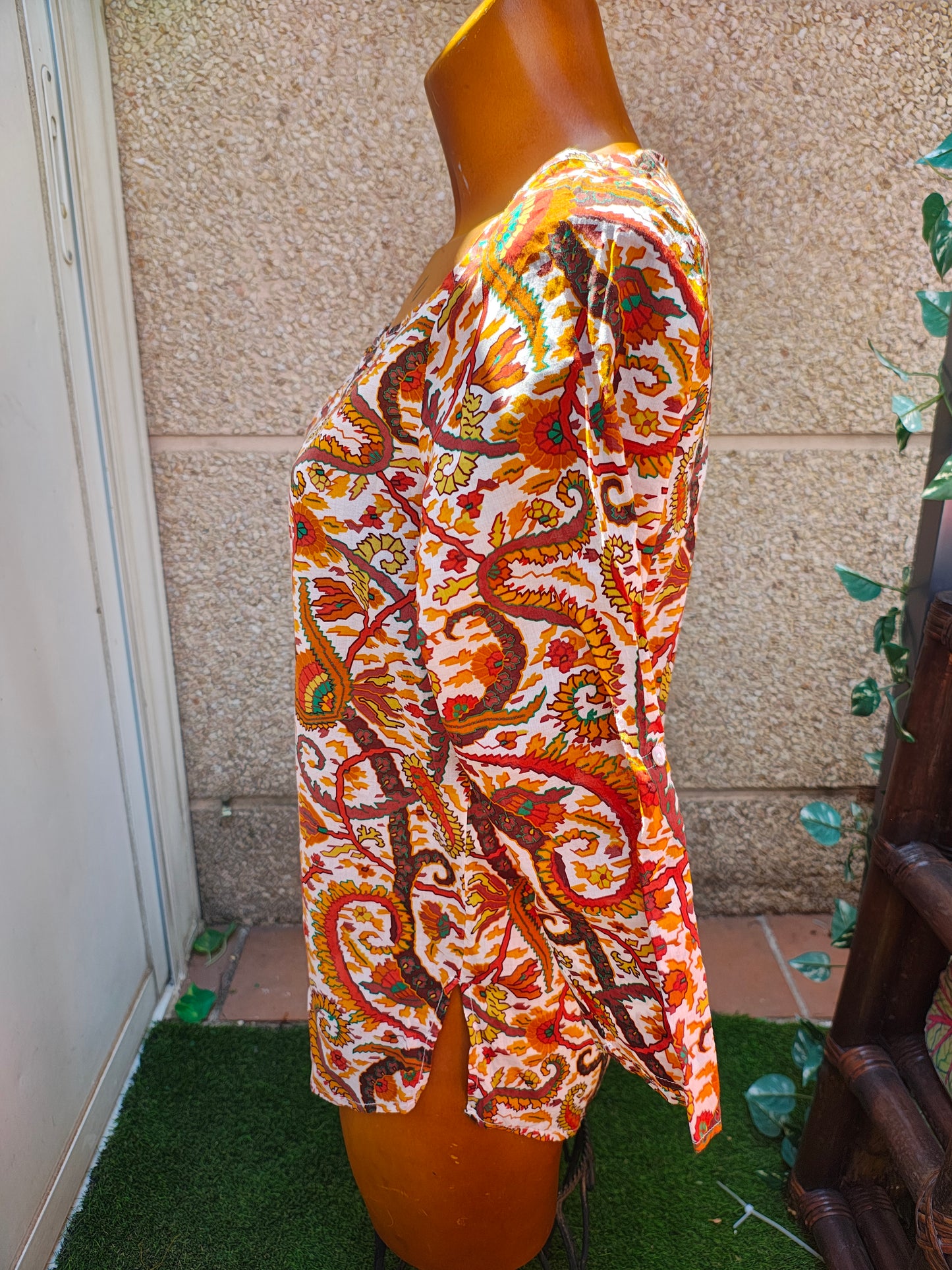 D'OCCASION – Chemisier imprimé multicolore ZARA BASIC (Taille XS)