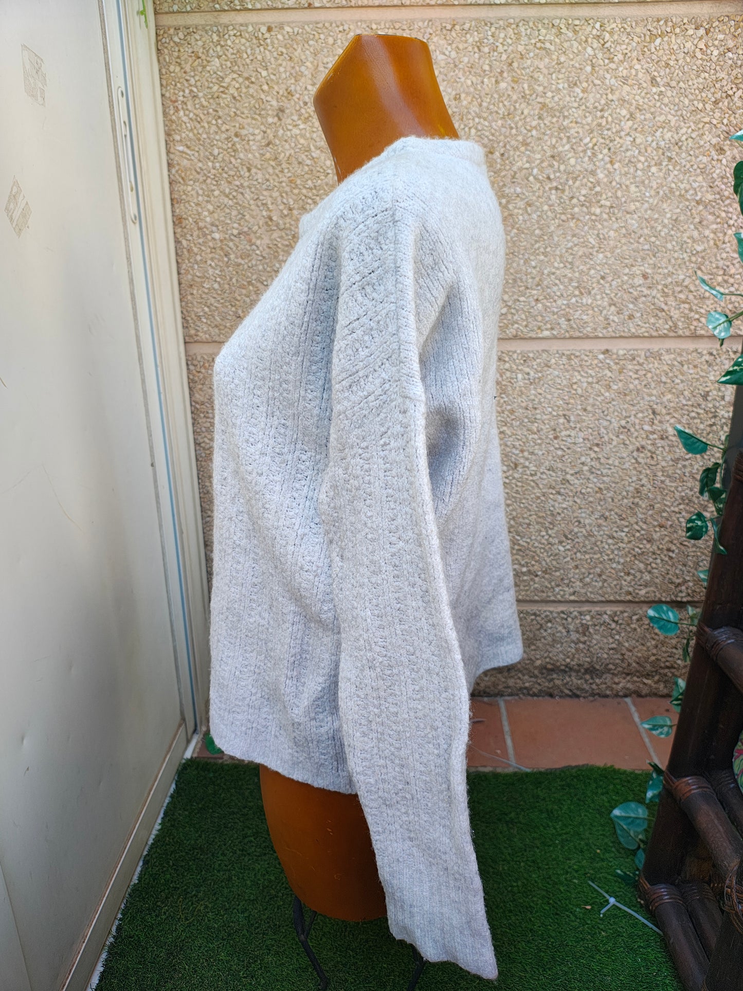 USADO – Jersey gris claro de punto con mezcla de lana y alpaca GAP (Talla M)